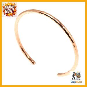 Hammered Copper Cuff Bracelet Handmade Minimalist Boho Chic Adjustable